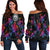 Federated States of Micronesia Women's Off Shoulder Sweaters - Sea Turtle In Tribal Polynesian Style Black - Polynesian Pride