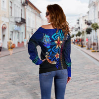 Vanuatu Custom Personalised Women's Off Shoulder Sweater - Vintage Tribal Moutain - Polynesian Pride