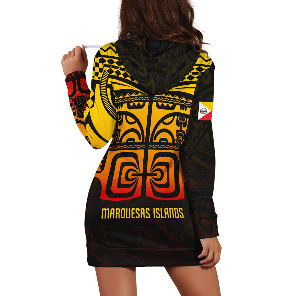 (Custom Personalised) Marquesas Islands Tiki Hoodie Dress Gradient Marquesan Tattoo LT13 - Polynesian Pride