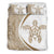 Hawaiian Hibiscus Turtle PolynesianBedding Set-Circle Style Gold And White Black - Polynesian Pride