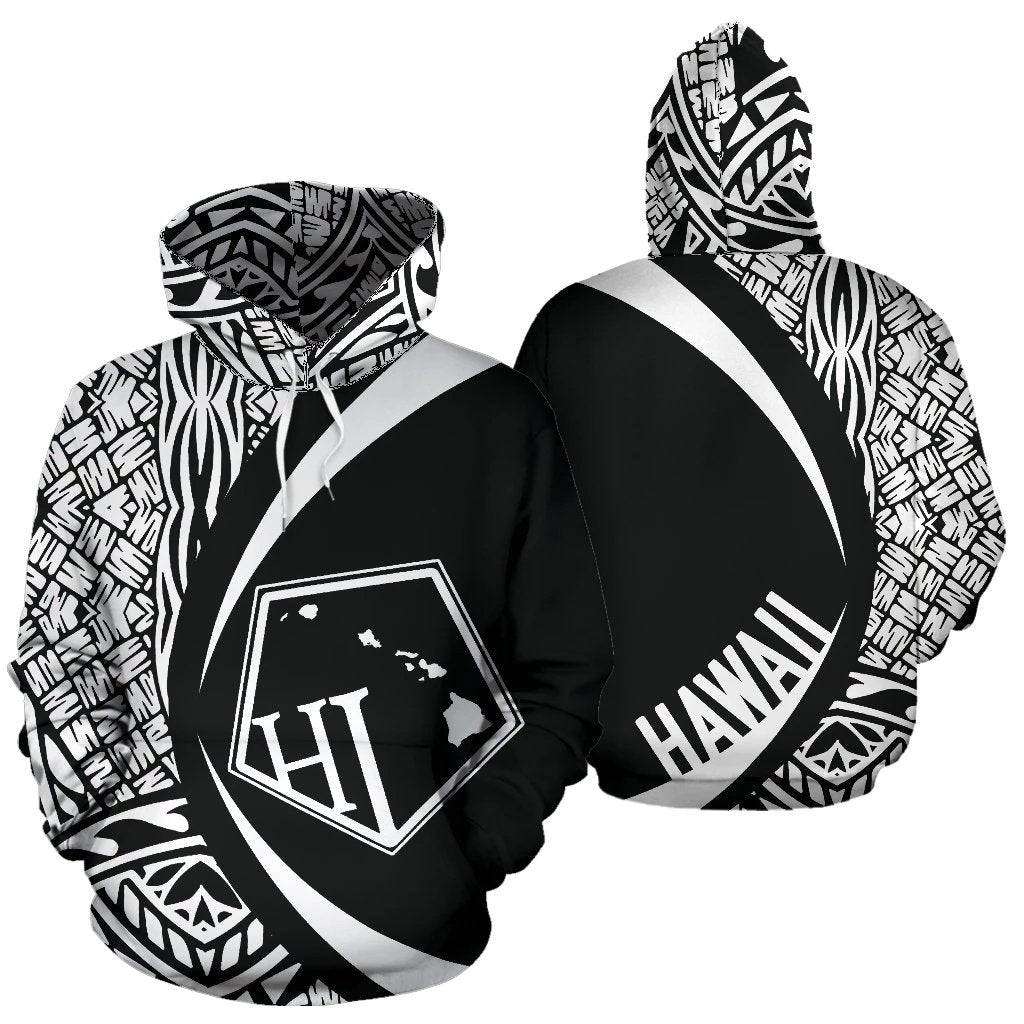 Hawaii Polynesian Tribal Hoodie Circle Style White Color Unisex White - Polynesian Pride