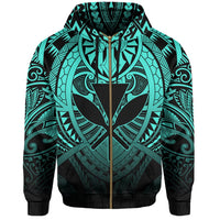 Hawaii Maka Polynesian Kanaka Maoli Zip Hoodie Heaven Style Turquoise - Polynesian Pride