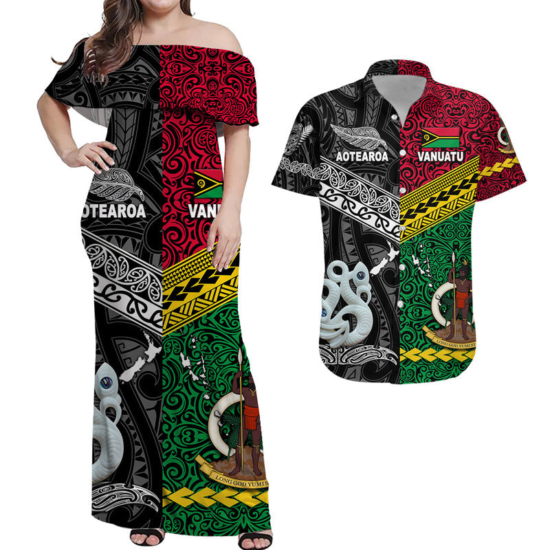 Polynesian Matching Hawaiian Shirt and Dress Vanuatu New Zealand Together Black LT8 Black - Polynesian Pride