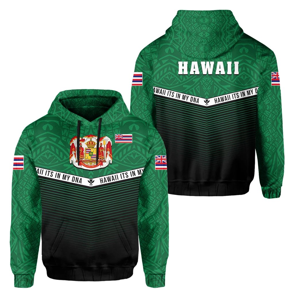 Hawaii Polynesian Hoodie Green Mix Style Unisex Green - Polynesian Pride