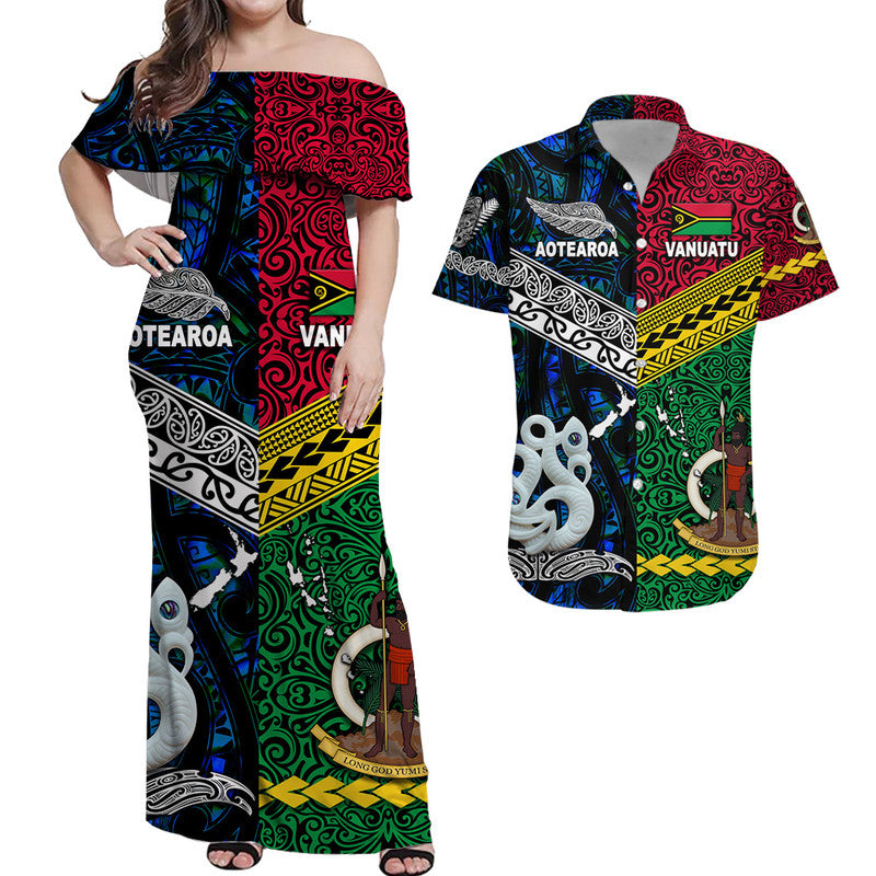 Polynesian Matching Hawaiian Shirt and Dress Vanuatu New Zealand Together Blue LT8 Blue - Polynesian Pride