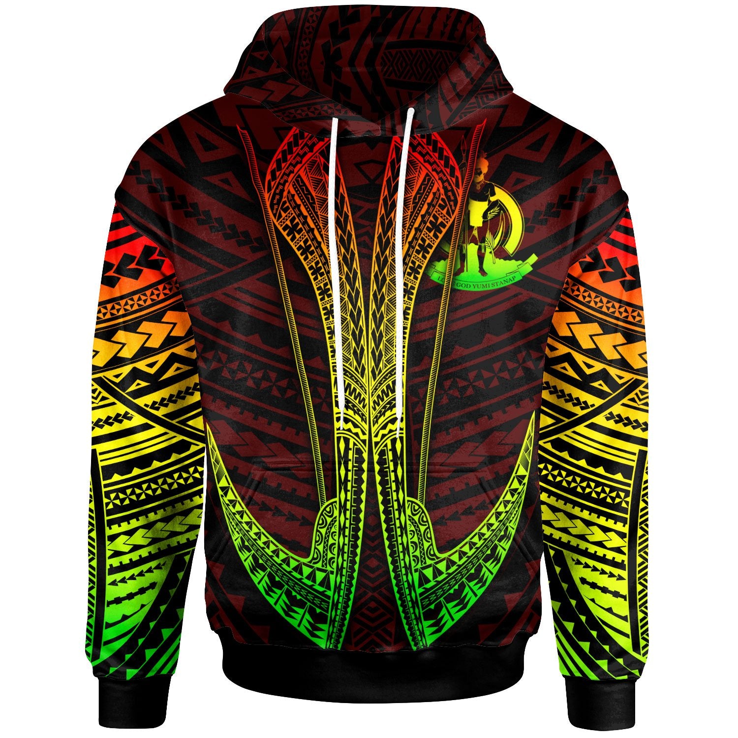 Vanuatu Custom Hoodie Fish Hook Unisex Red - Polynesian Pride