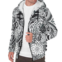 Polynesian Patterns Sherpa Hoodie - Black White Style White - Polynesian Pride