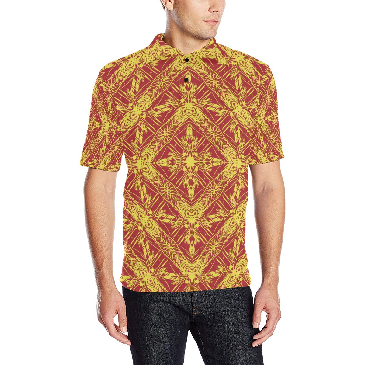 Polynesian Polo Shirt Orange Unisex Black - Polynesian Pride