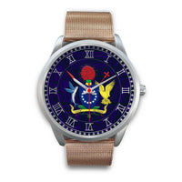Cook Islands Coat Of Arms Silver Watch Rose Gold Metal Mesh Silver - Polynesian Pride