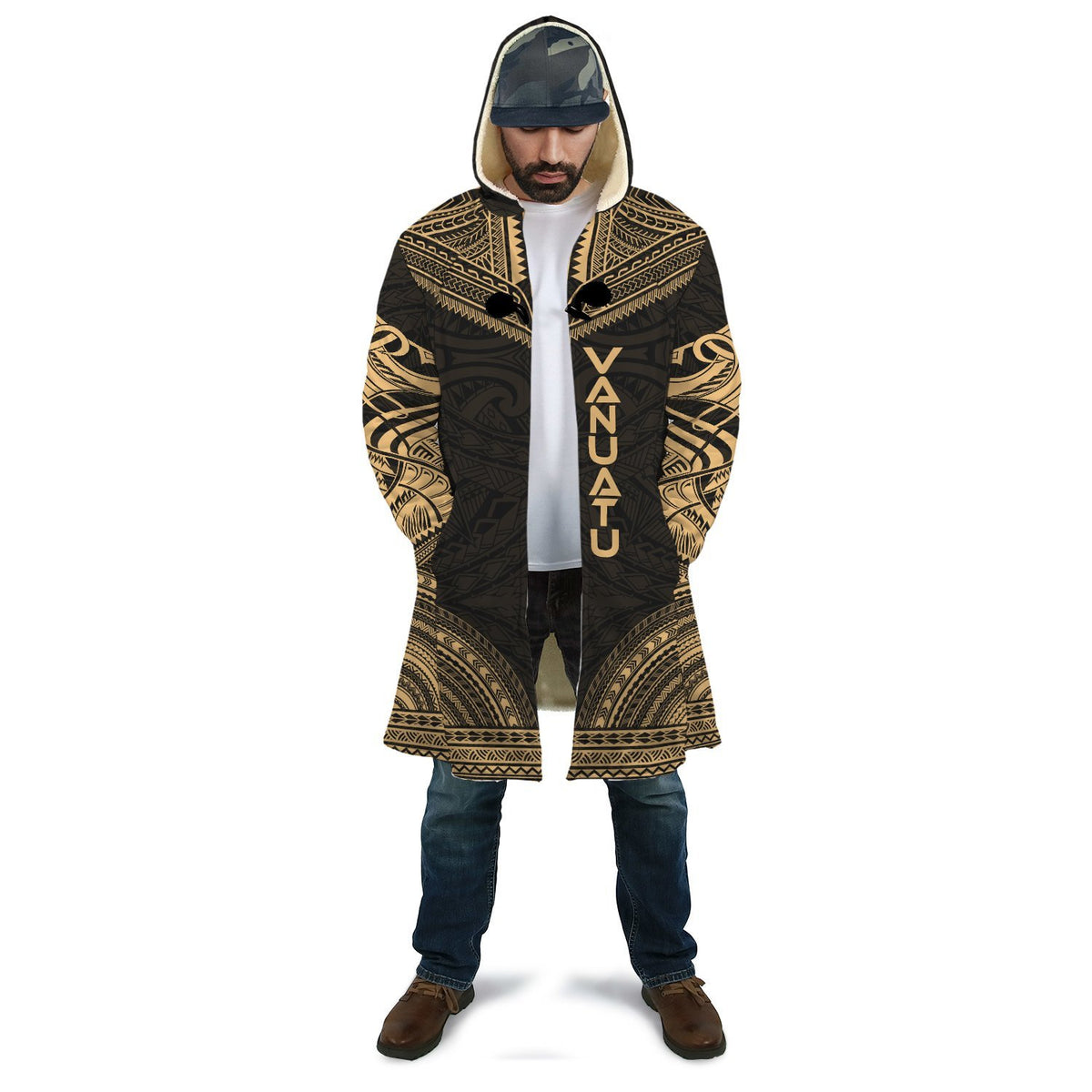 Vanuatu Polynesian Chief Cloak - Gold Version Unisex Gold - Polynesian Pride
