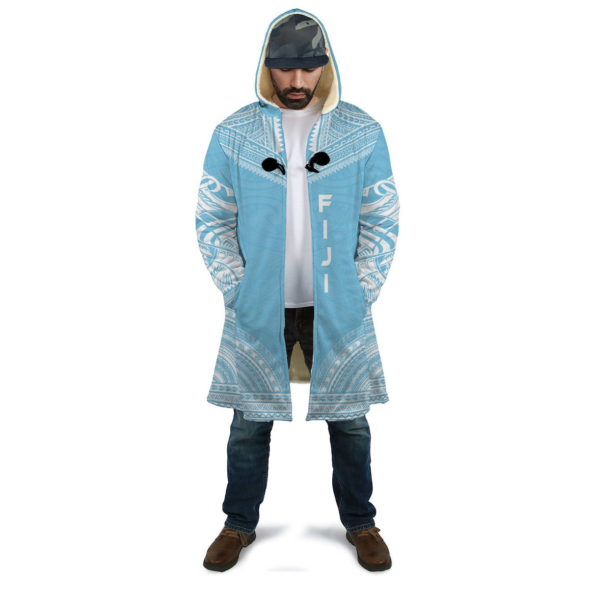 Fiji Flag Polynesian Chief Cloak Unisex Blue - Polynesian Pride