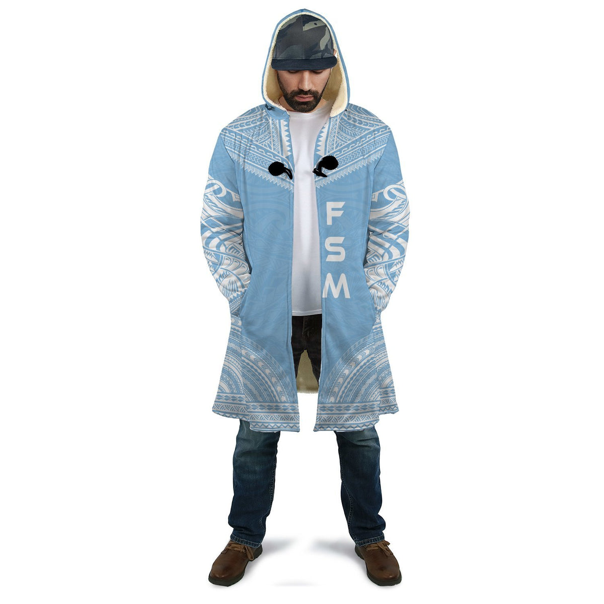 Federated States of Micronesia Flag Polynesian Chief Cloak Unisex Blue - Polynesian Pride