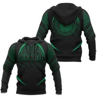 Hawaii Polynesian Hoodie Green The Face Style Unisex Green - Polynesian Pride