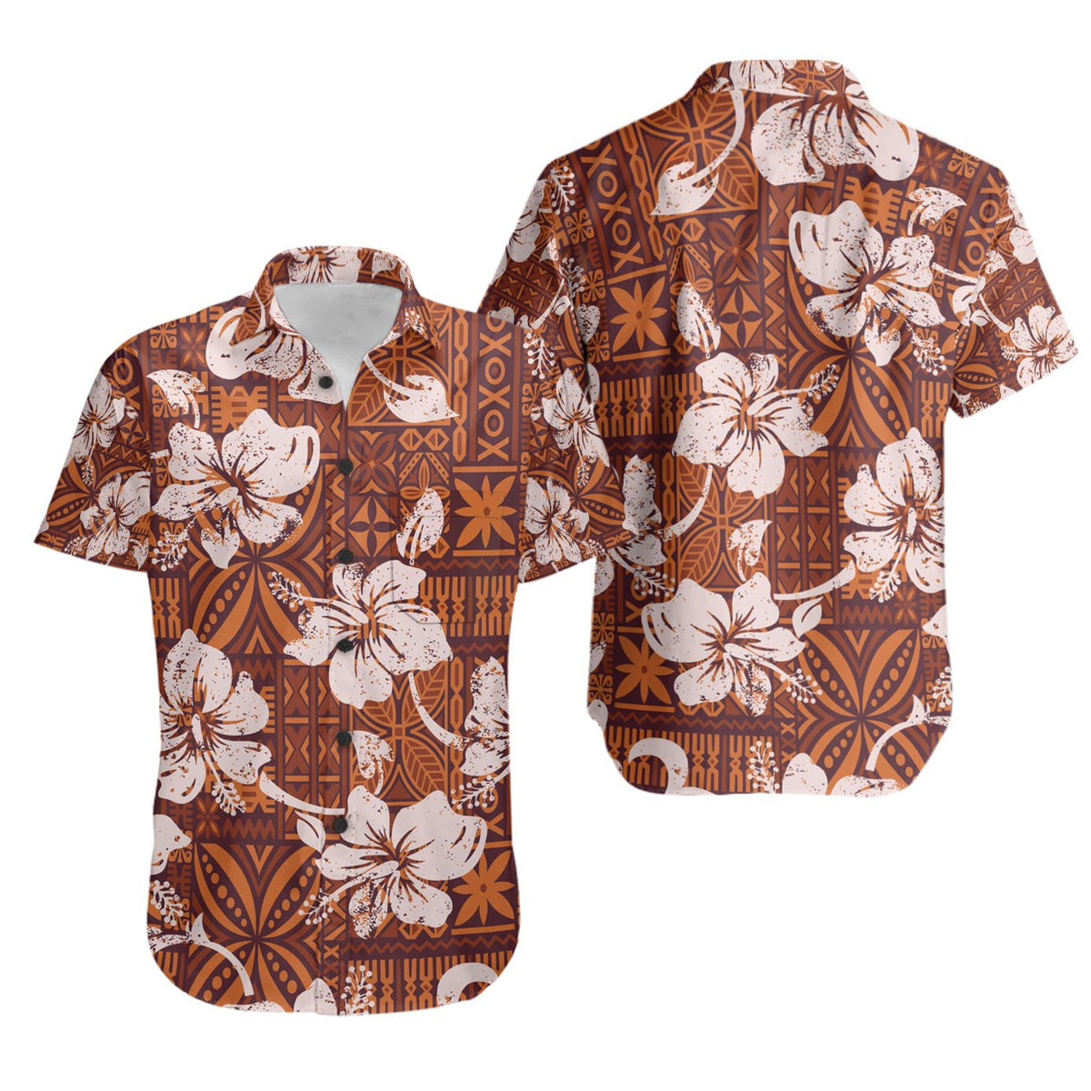 Polynesian Shirt - Tribal Vintage Hibiscus Flowers Unisex Vintage color - Polynesian Pride