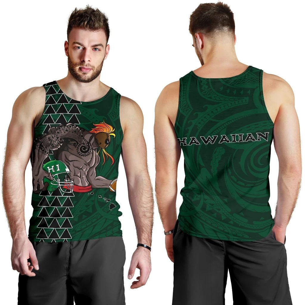 Hawaii Men's Tank Top - Warrior Sport Kakau Green - Polynesian Pride