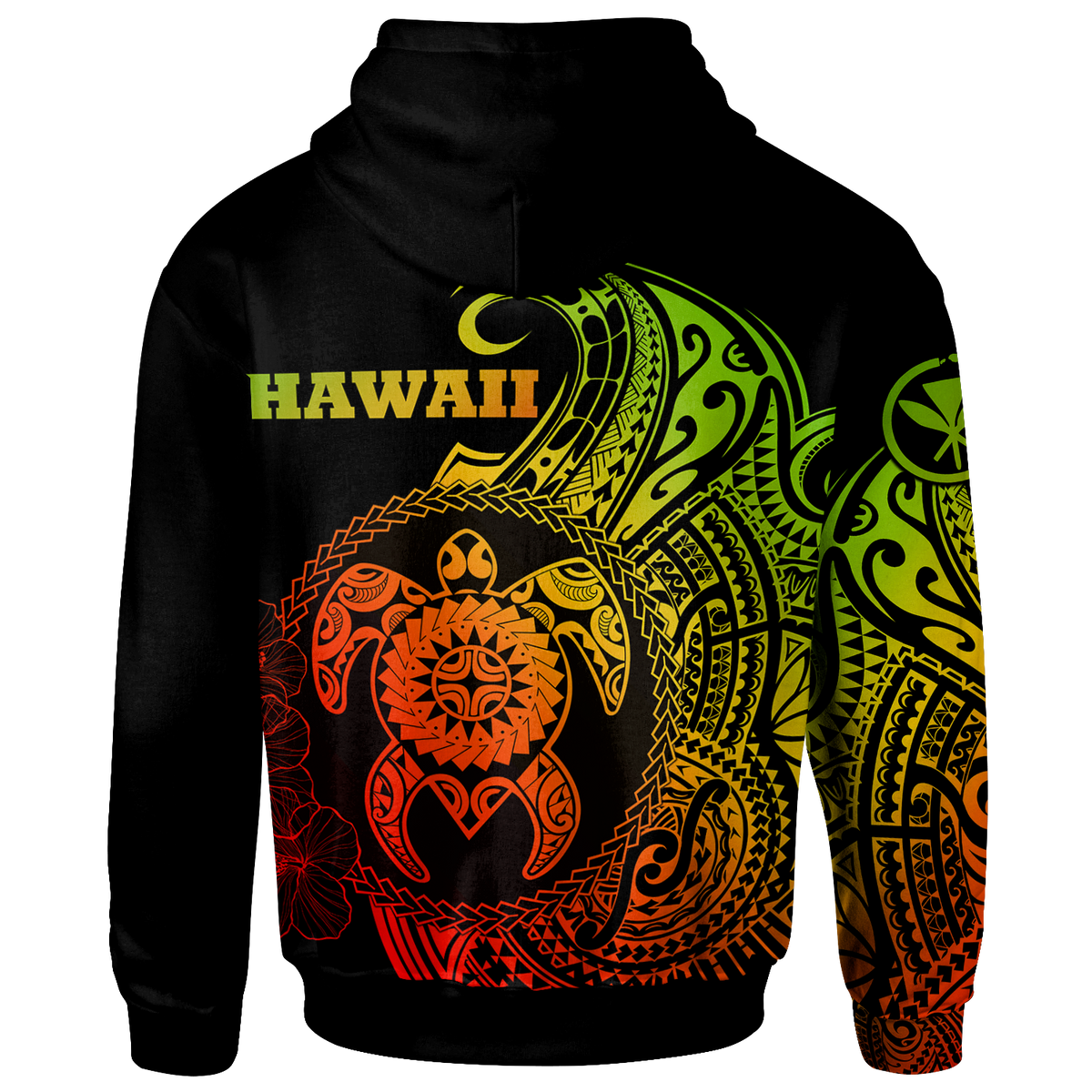 Hawaii Polynesian Custom Hoodie Vintage Polynesian Turtle (Reggae) - Polynesian Pride