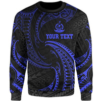 Vanuatu Polynesian Custom Personalised Sweater - Blue Tribal Wave Unisex Blue - Polynesian Pride