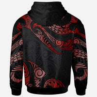 Fiji Polynesian Custom Hoodie Polynesian Tattoo Red Version - Polynesian Pride