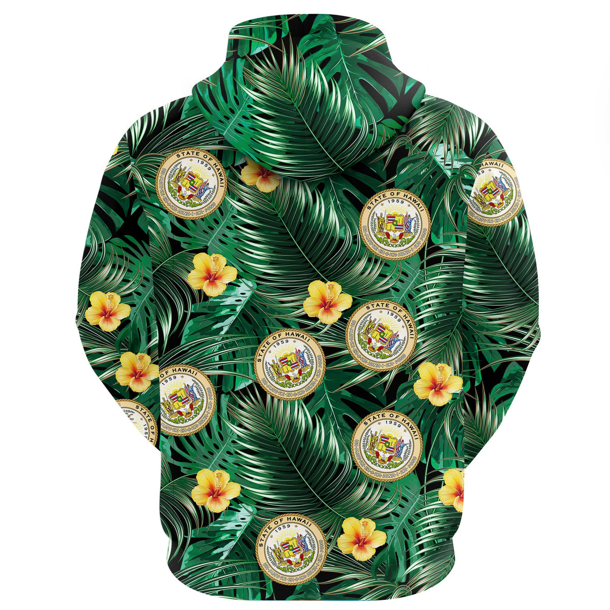 Hawaii Map Coat of Arms Tropical Summer Style Zip Hoodie - Polynesian Pride
