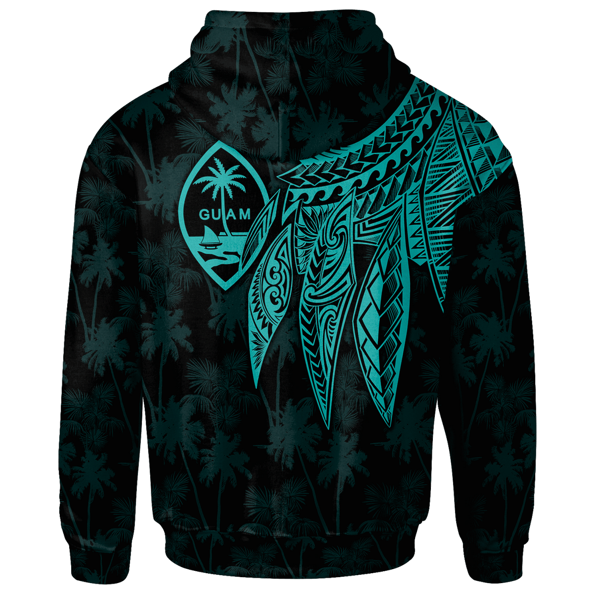 Guam Custom Hoodie Polynesian Wings (TurQuoiSe) - Polynesian Pride