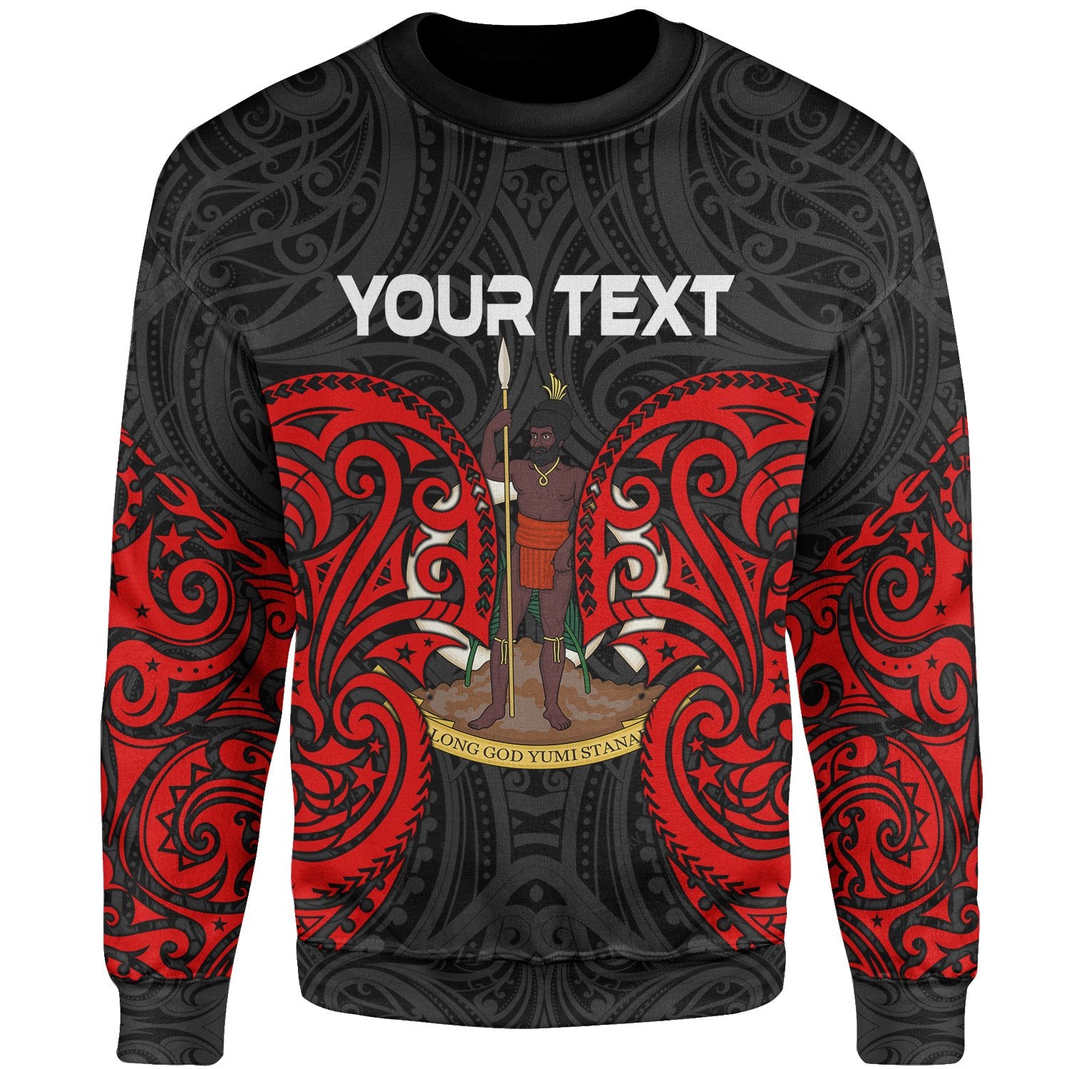 Vanuatu Polynesian Custom Personalised Sweater - Spirit Style Unisex Black - Polynesian Pride