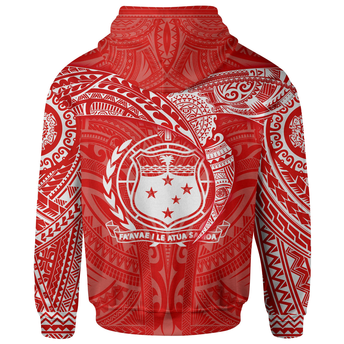 Samoa Polynesian Hoodie Red White Heart Shield - Polynesian Pride