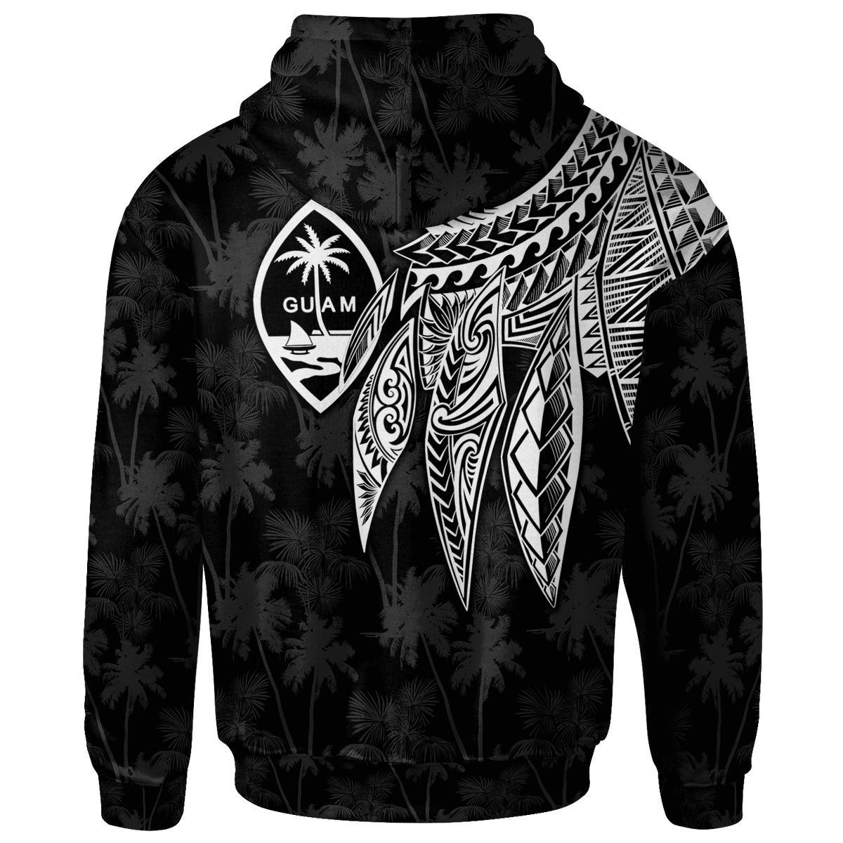 Guam Custom Zip up Hoodie Polynesian Wings (White) - Polynesian Pride