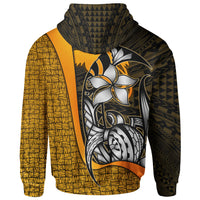 Papua New Guinea Polynesian Zip up Hoodie Gold Turtle with Hook - Polynesian Pride