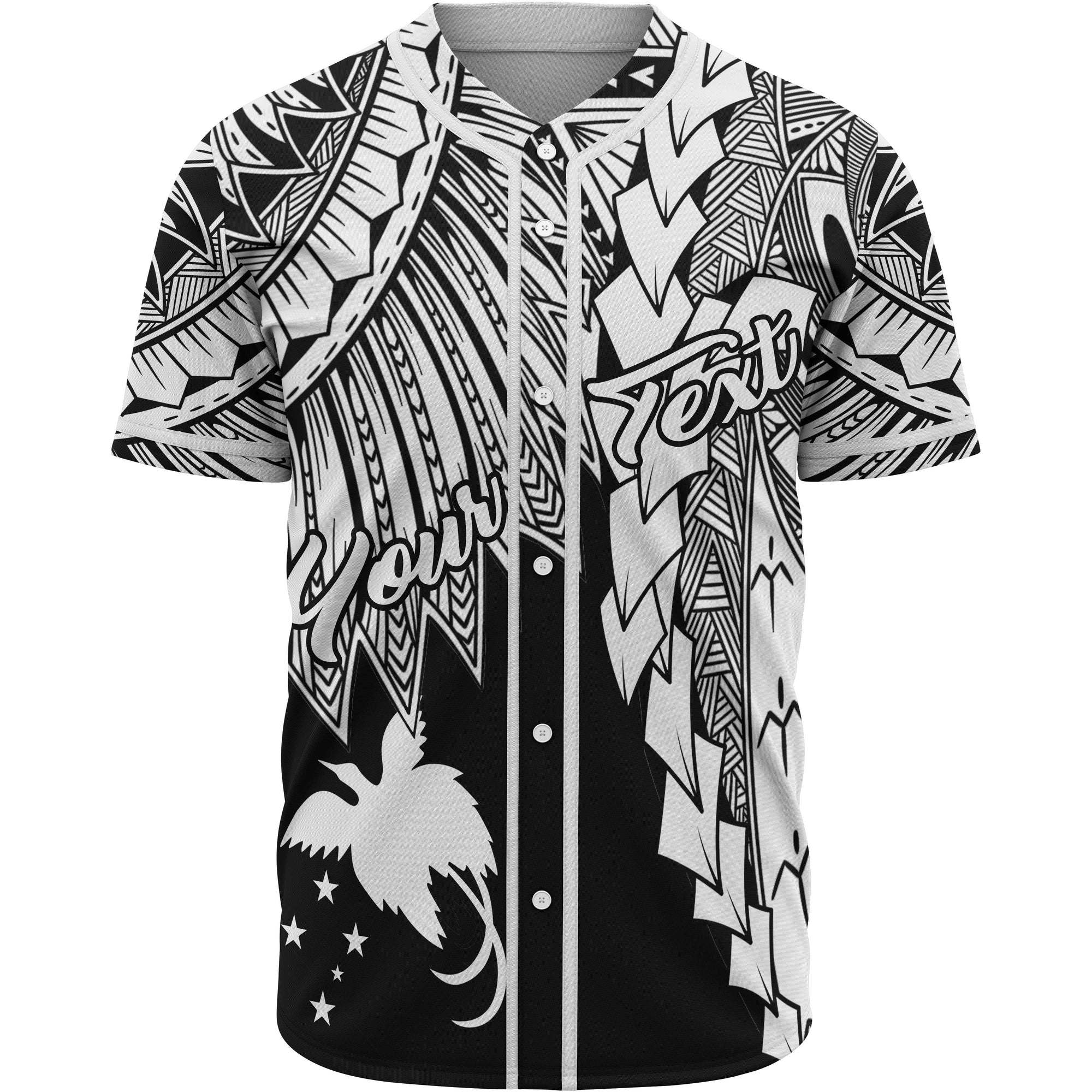 Papua New Guinea Polynesian Custom Personalised Baseball Shirt - Tribal Wave Tattoo White Unisex White - Polynesian Pride