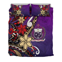 Samoa Bedding Set - Tribal Flower With Special Turtles Purple Color - Polynesian Pride