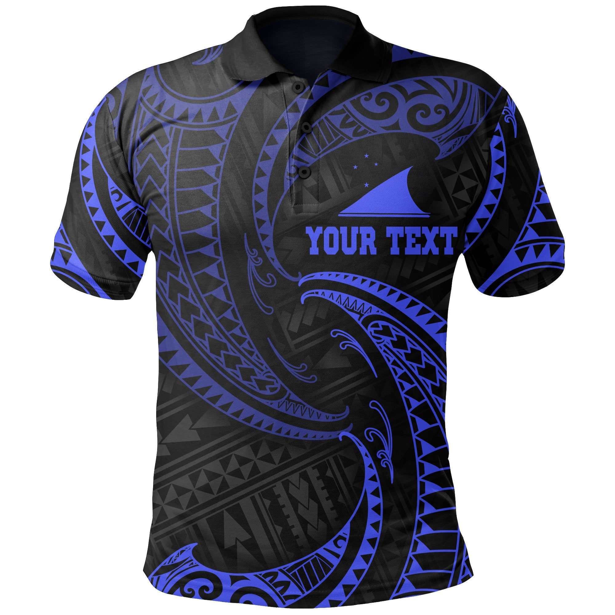 Tokelau Polynesian Custom Polo Shirt Blue Tribal Wave Unisex Blue - Polynesian Pride