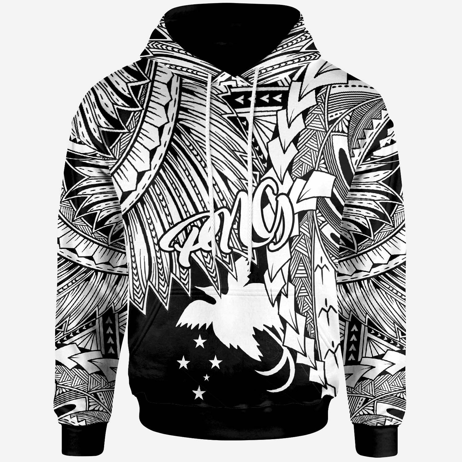 Papua New Guinea Polynesian Hoodie Tribal Wave Tattoo White Unisex White - Polynesian Pride