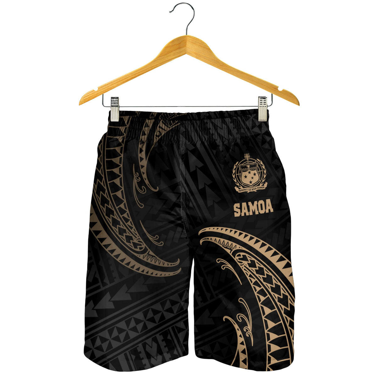 Samoa Polynesian Men's Short - Gold Tribal Wave - Polynesian Pride