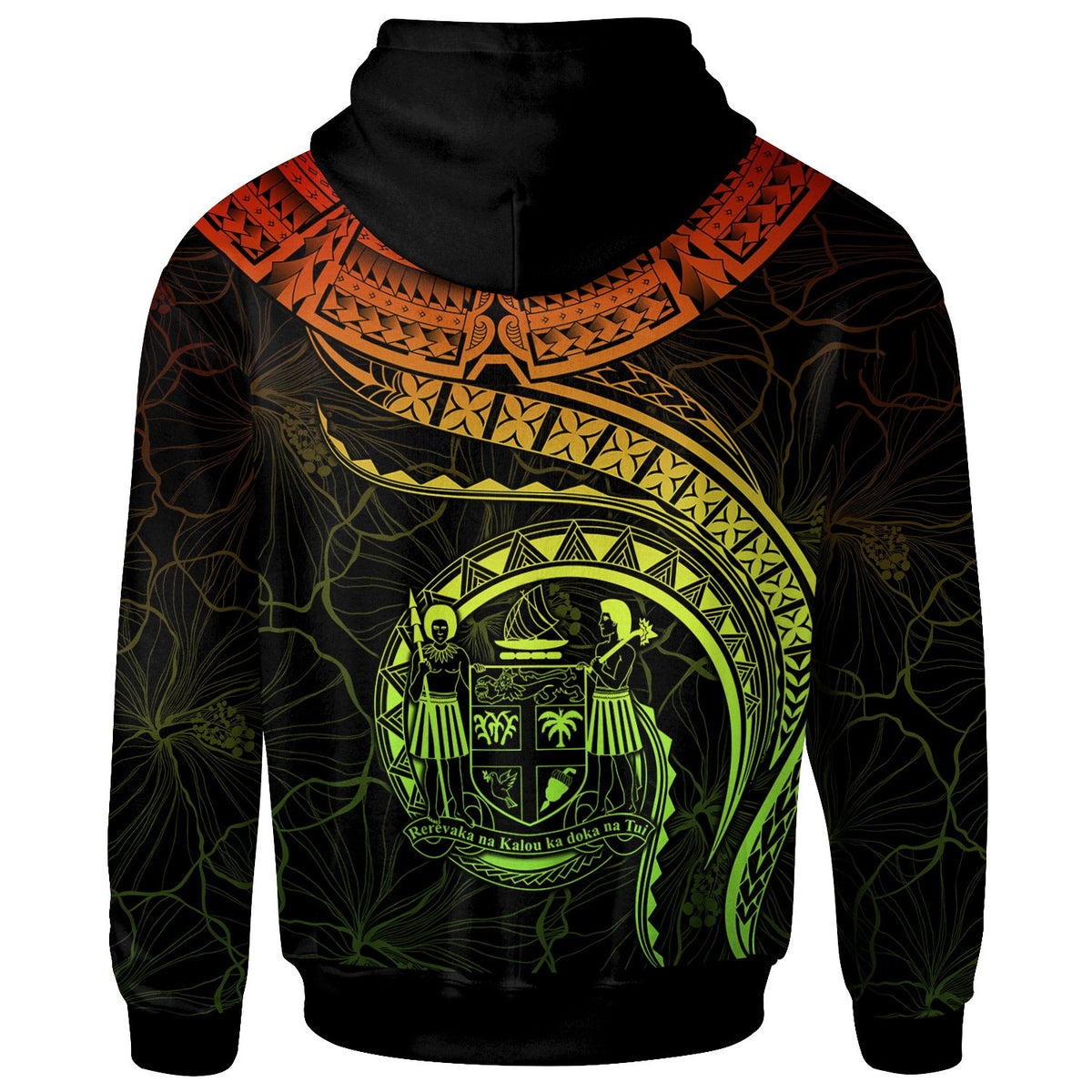 Fiji Polynesian Custom Zip up Hoodie Fiji Waves (Reggae) - Polynesian Pride