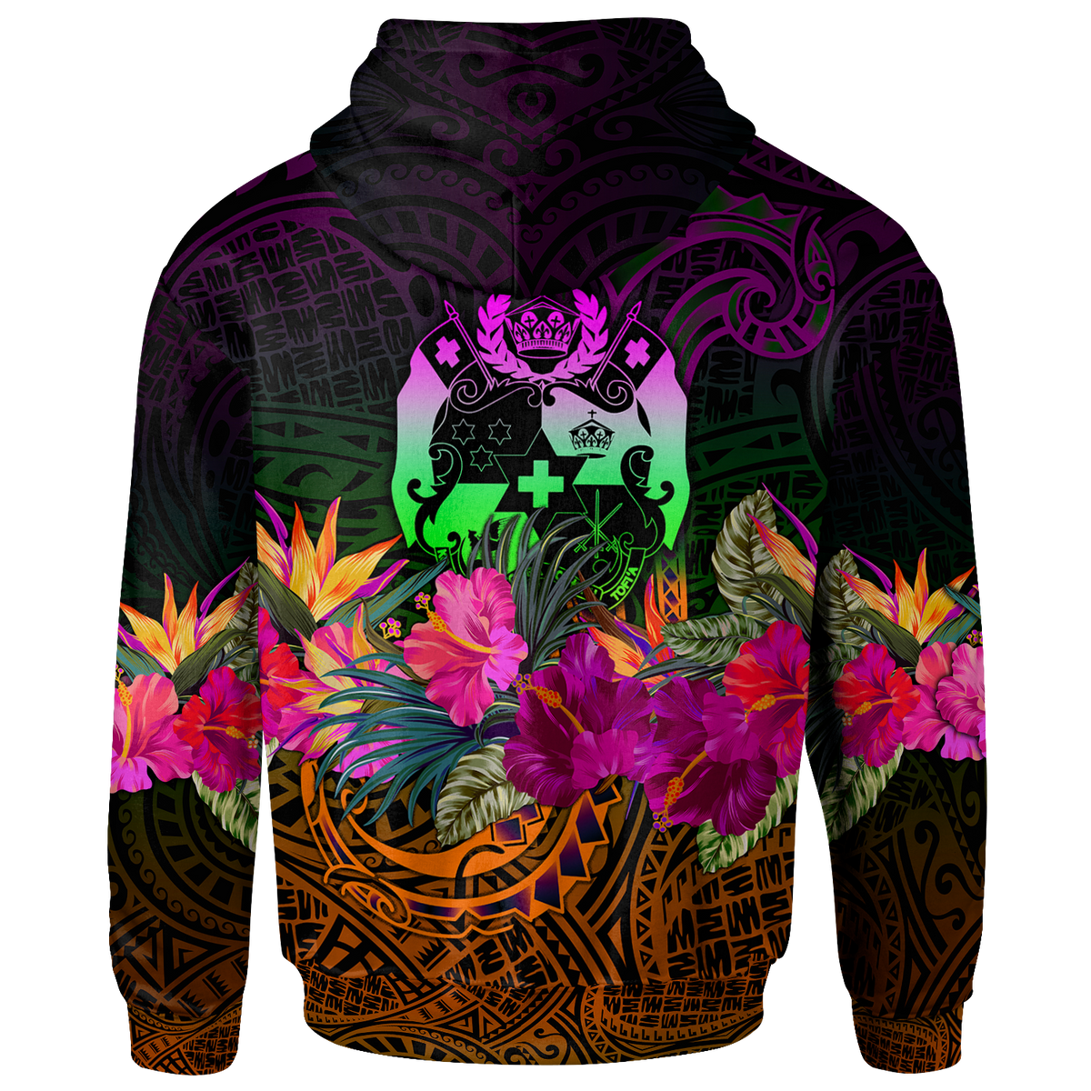 Tonga Polynesian Custom Zip up Hoodie Summer Hibiscus - Polynesian Pride