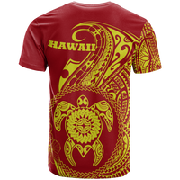 Hawaii Polynesian Custom T Shirt Vintage Polynesian Turtle (Red) - Polynesian Pride