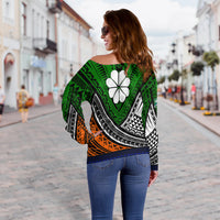 Kwajalein Atoll Tribal Pattern Women Off Shoulder Sweater - LT12 - Polynesian Pride