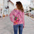 Chuuk Polynesian Women's Off Shoulder Sweater - Floral With Seal Pink - Polynesian Pride