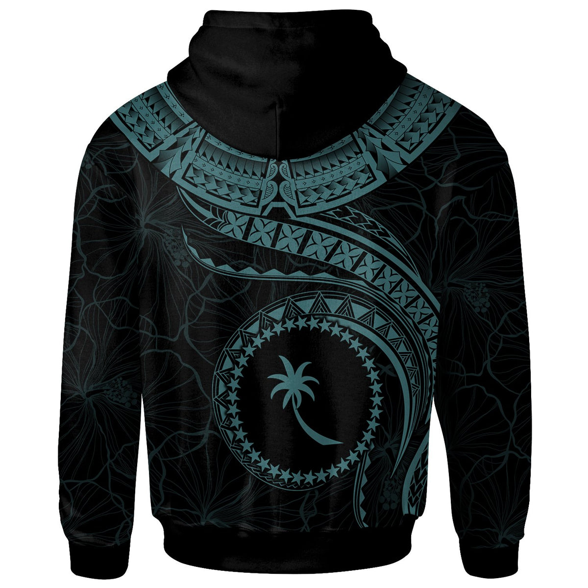 Chuuk Polynesian Zip up Hoodie Chuuk Waves (Turquoise) - Polynesian Pride