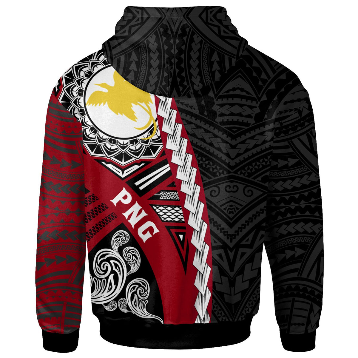 Papua New Guinea Polynesian Custom Hoodie Wave Tattoo - Polynesian Pride