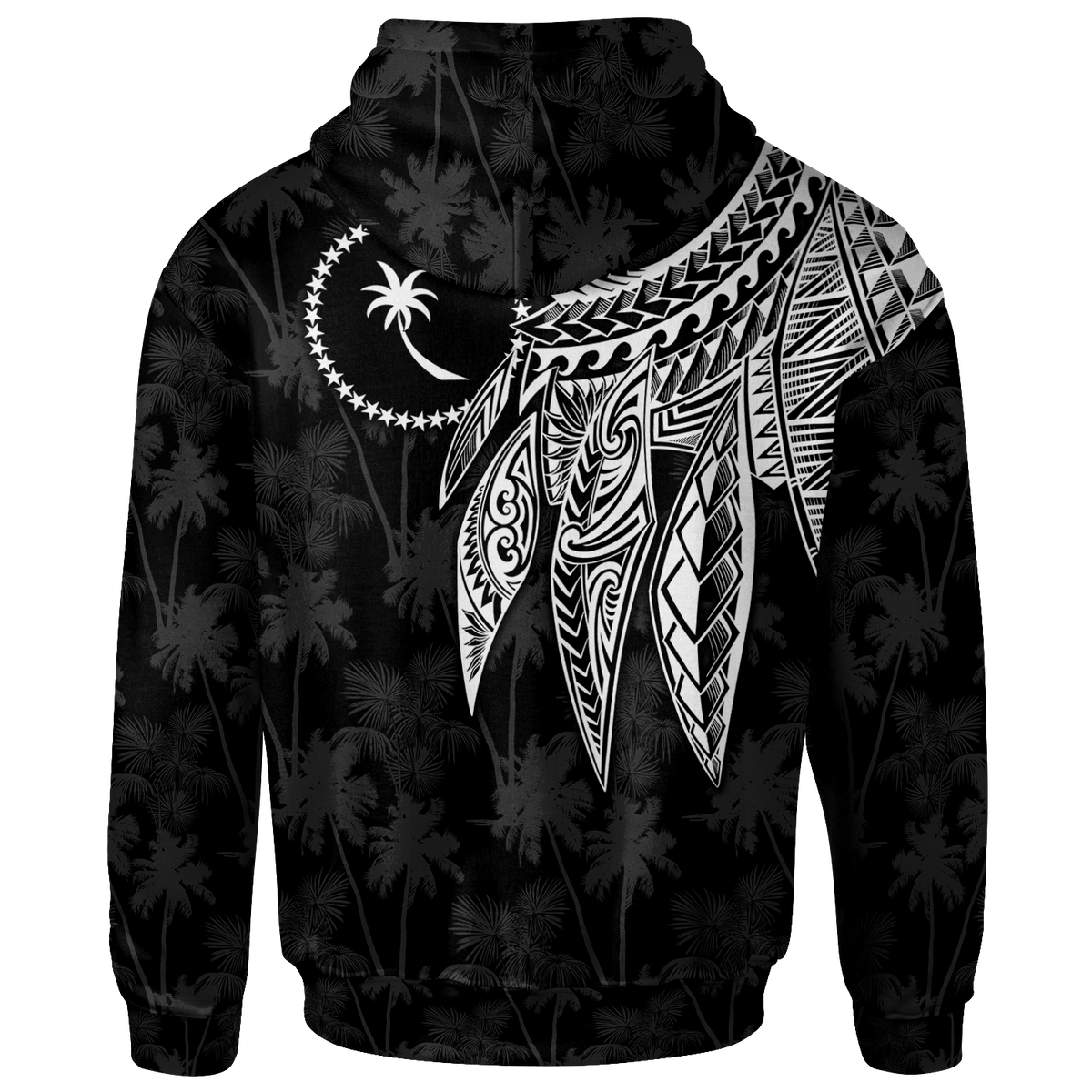 Chuuk Custom Zip up Hoodie Polynesian Wings (White) - Polynesian Pride