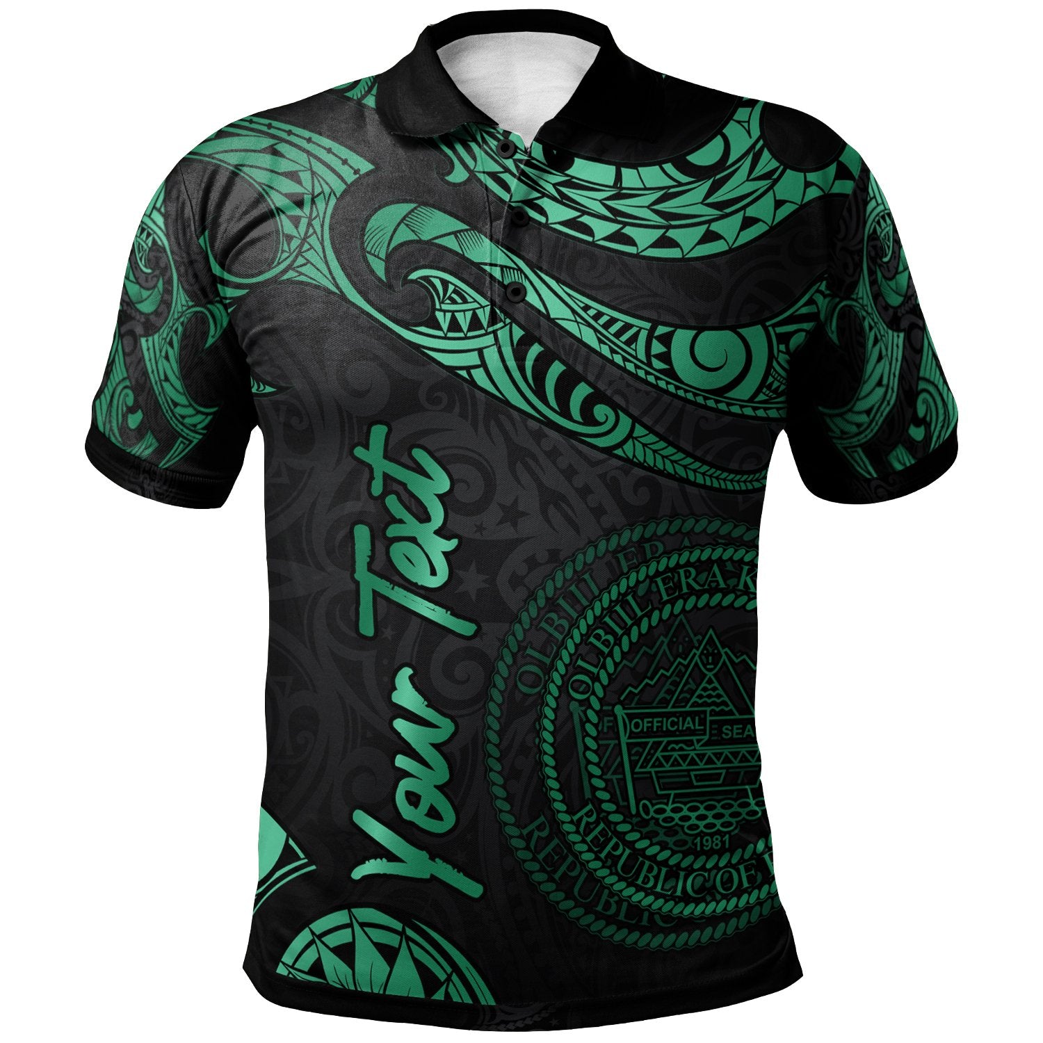 Palau Custom Polo Shirt Polynesian Tattoo Green Version Unisex Green - Polynesian Pride
