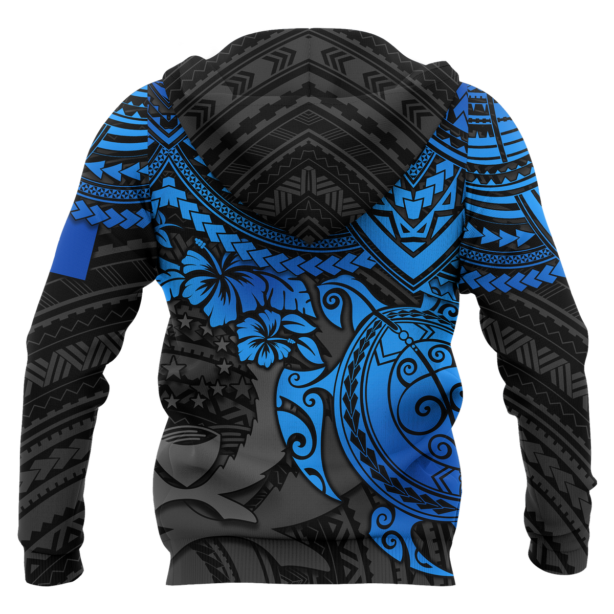 Pohnpei Polynesian Zip Hoodie Polynesian Blue Turtle - Polynesian Pride
