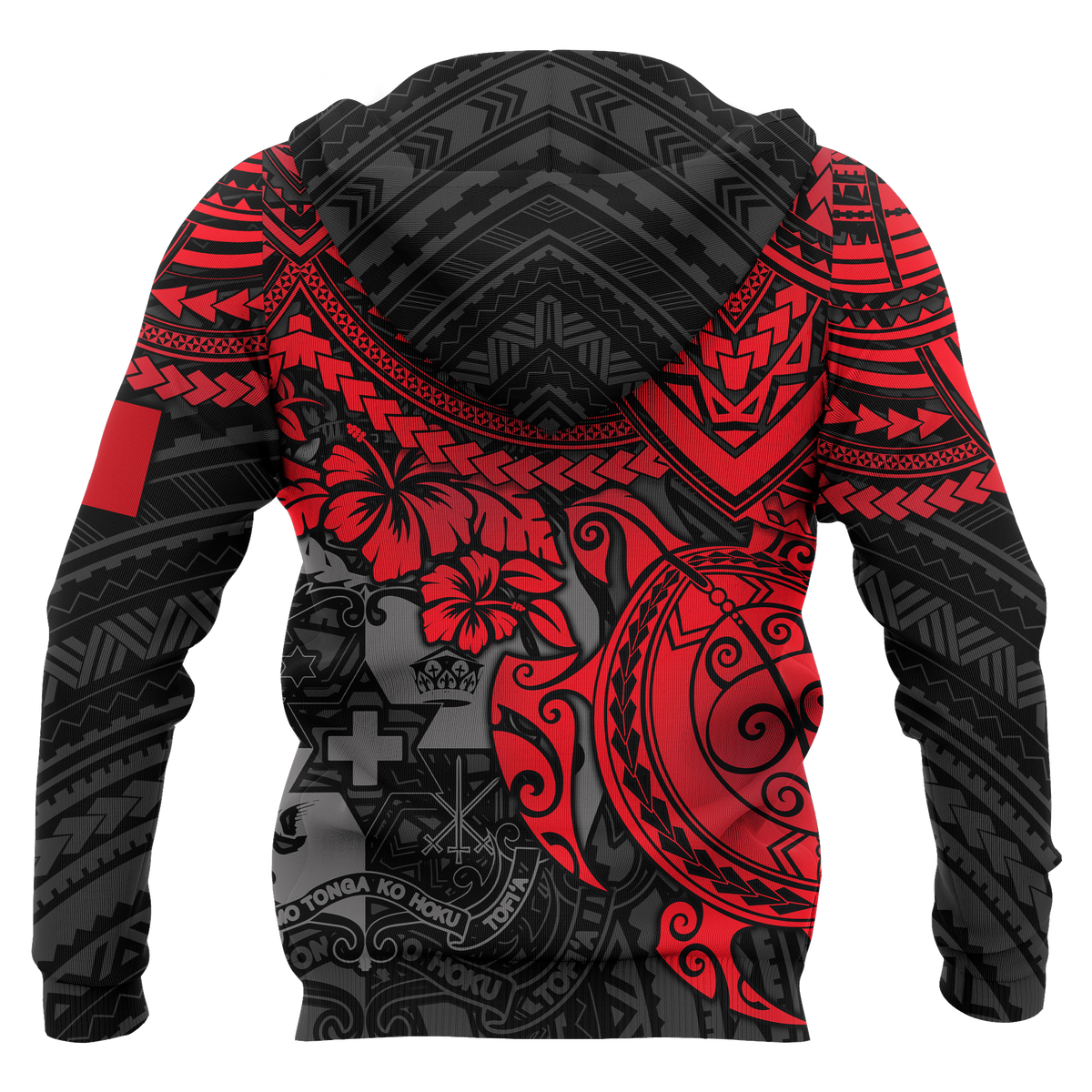 Tonga Polynesian Hoodie Red Turtle - Polynesian Pride