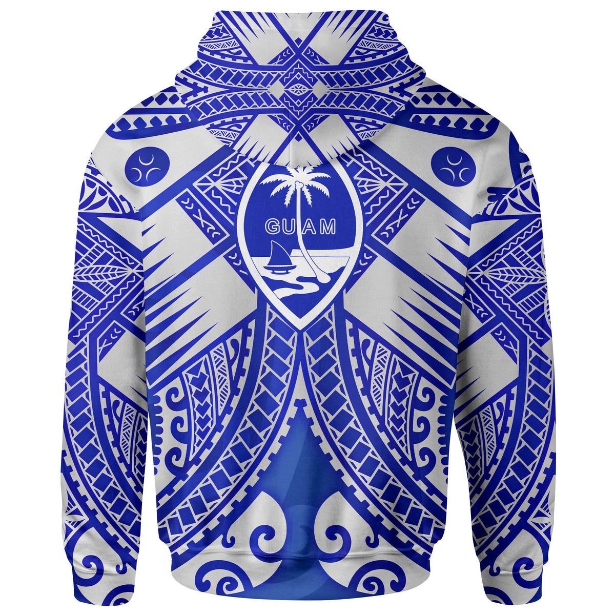 Guam Polynesian Zip up Hoodie Guam White Seal with Polynesian Tattoo Ver 02 - Polynesian Pride