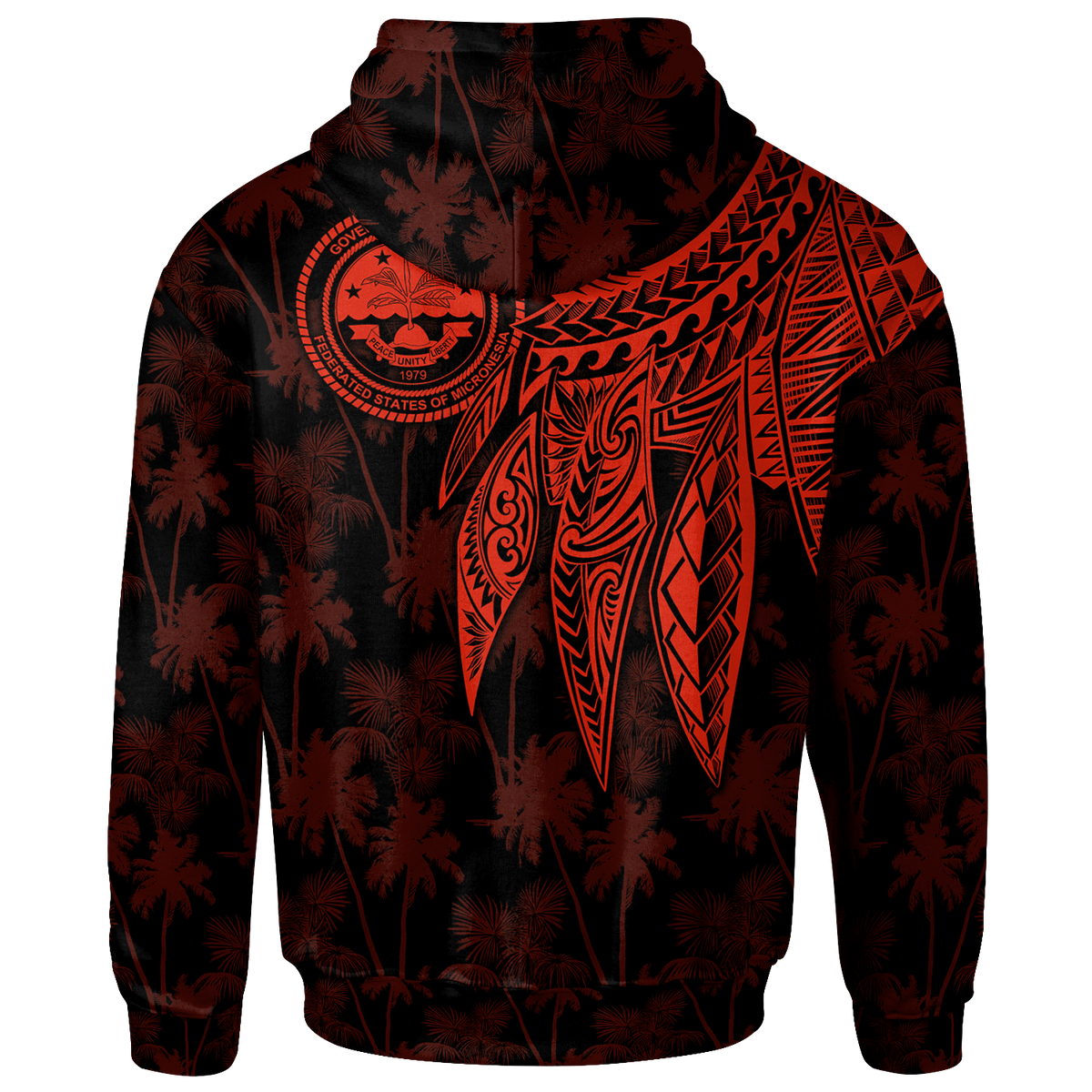 Federated States of Micronesia Hoodie Polynesian Wings (Red) - Polynesian Pride