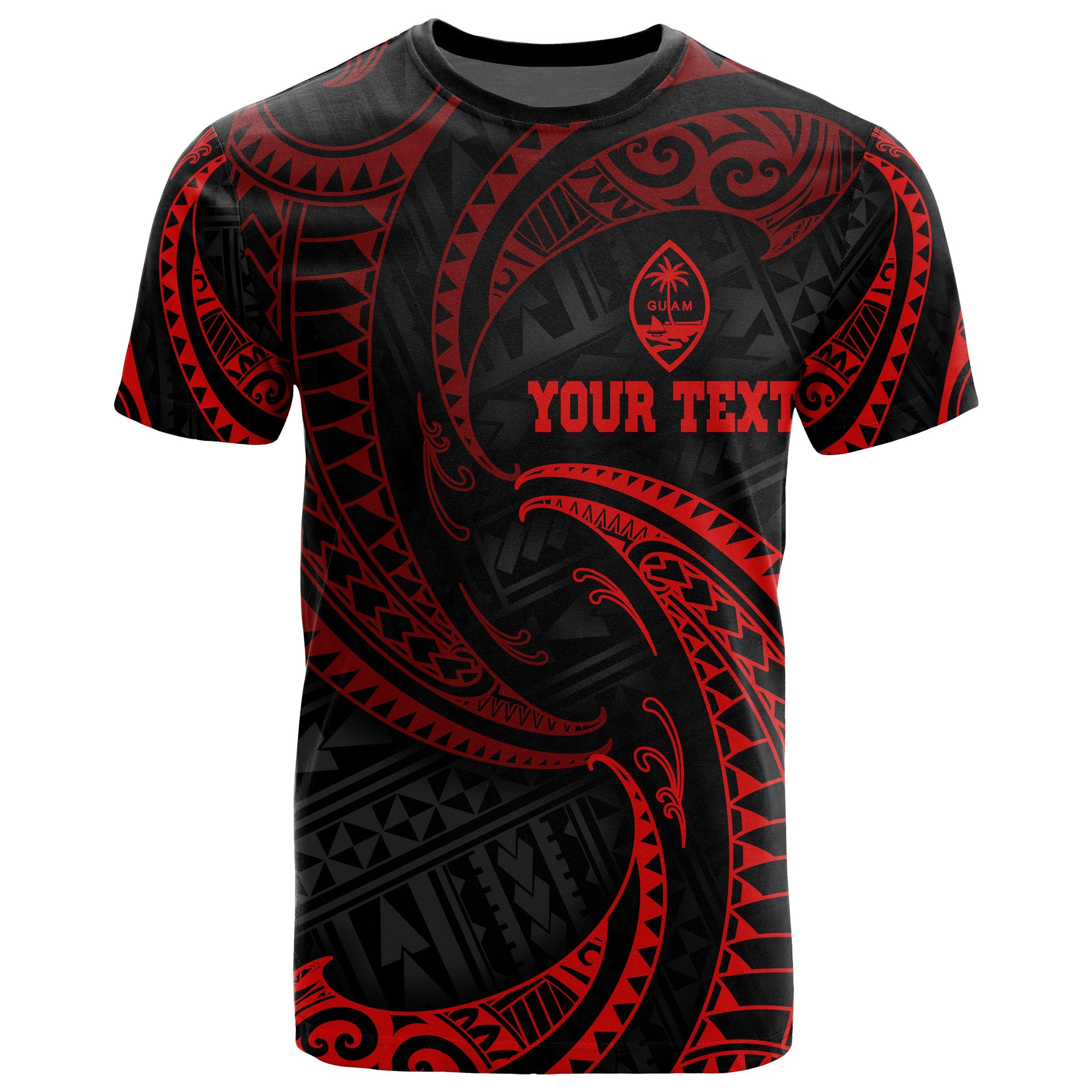 Guam Polynesian Custom T Shirt Red Tribal Wave Unisex Red - Polynesian Pride