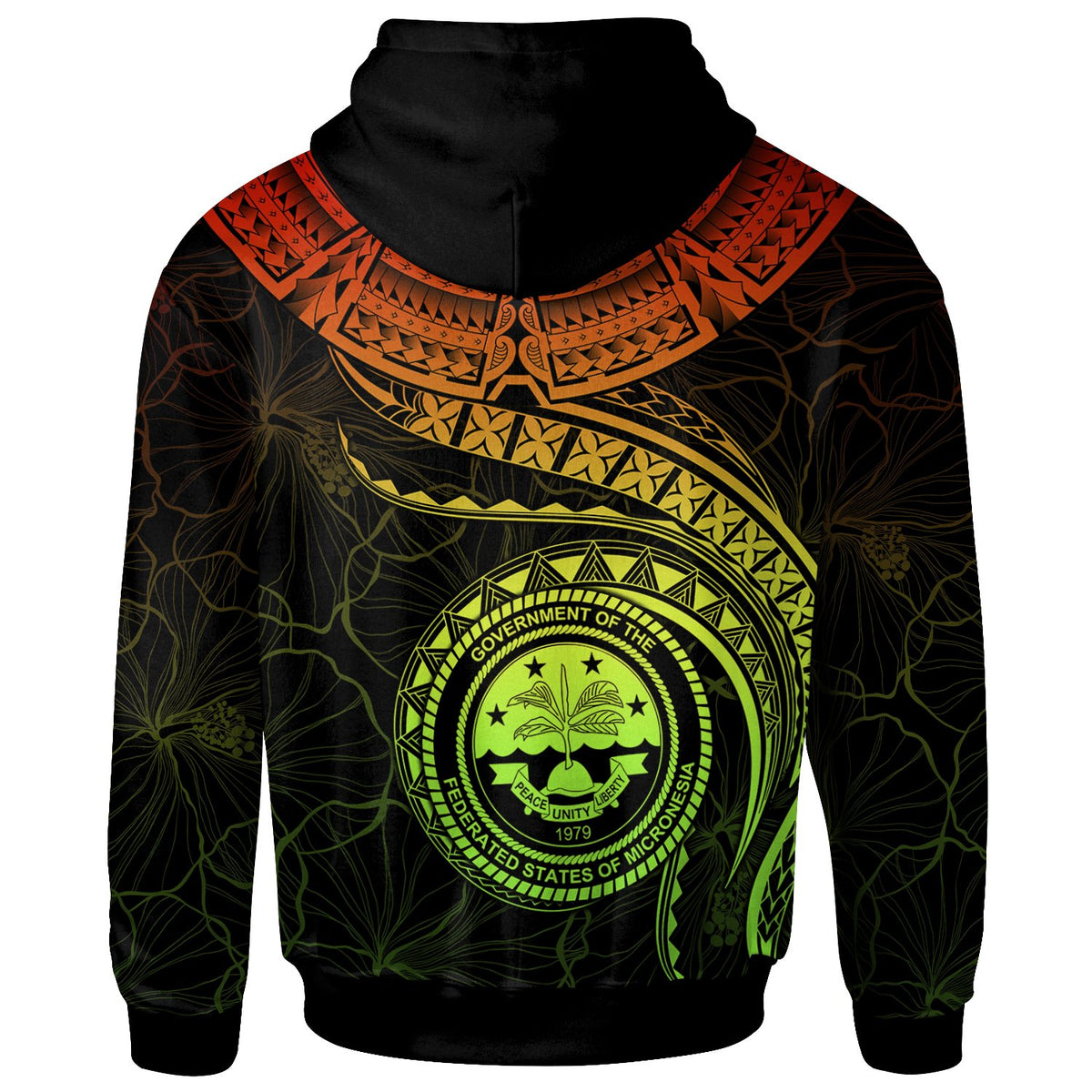 Federated States of Micronesia Polynesian Custom Zip up Hoodie FSM Waves (Reggae) - Polynesian Pride