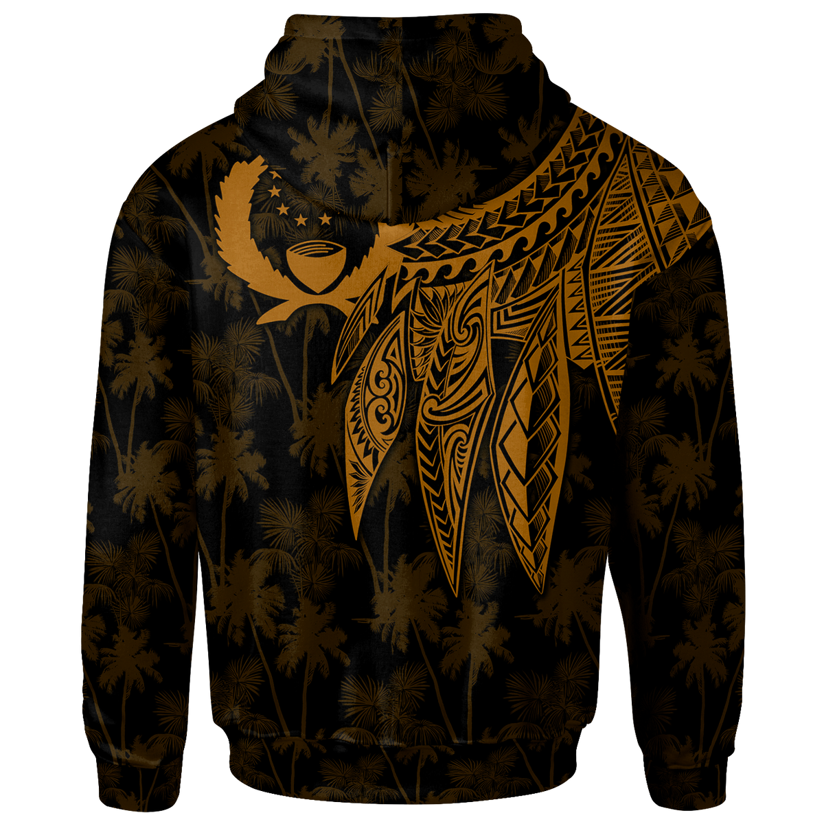 Pohnpei Zip up Hoodie Polynesian Wings (Golden) - Polynesian Pride