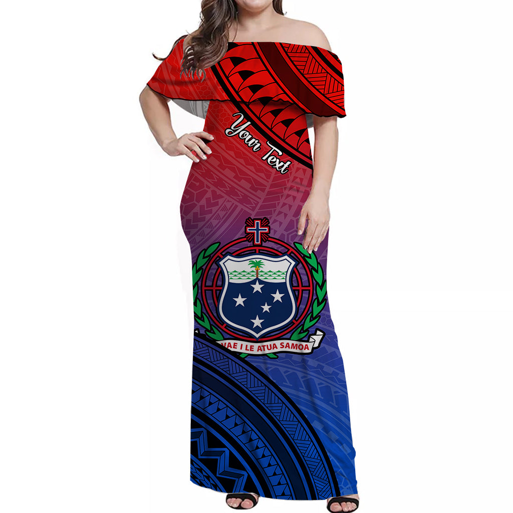 (Custom Personalised) Samoa Off Shoulder Long Dress Style Gradient Sporty Original LT13 Women Gradient - Polynesian Pride